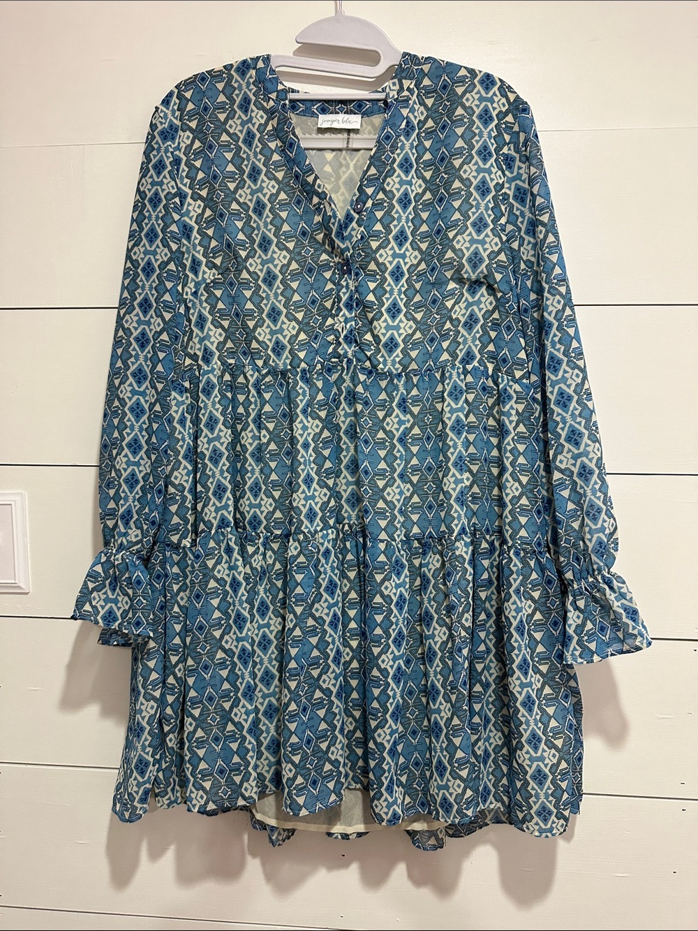 Juniper Blu Lined Babydoll dress in Blue, Size Medium